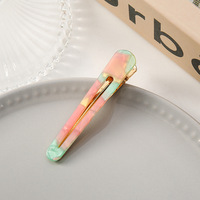 Barrettes à cheveux en écaille de tortue effet marbré, longues pinces bec de canard dorées en métal pour femme, idéales pour les fêtes