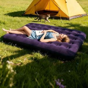 Matelas Gonflable Portable en PVC Floqué Grand Format pour Camping, Vente en Gros Usine, Idéal pour l'Extérieur, le Salon et la Chambre à Coucher - Product Image 3