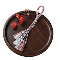 Pompons de marque-page en polyester doré de 58 cm, sac pour bouteille de vin avec cordon de fixation et pendentif en corde de soie glacée