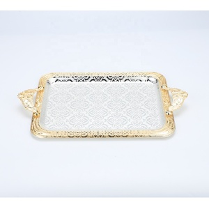 Ensemble de plateaux rectangulaires très vendus Hall d'hôtel Décoration de la maison européenne Plateau de service personnalisé à double poignée en métal - Product Image 2