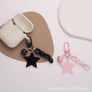 Nuevo colgante de llavero de pentagrama acrílico brillante, campana bonita, anillo abierto, accesorios de cadena, funda para auriculares, decoración colgante - Product Image 4