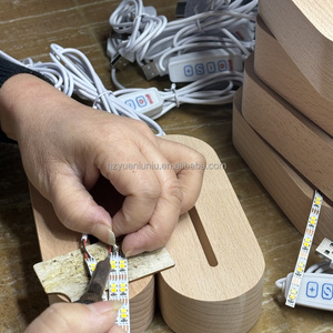 Tùy chỉnh 5V USB gỗ ánh sáng ban đêm cơ sở hình bầu dục Acrylic 3D <span class=keywords><strong>LED</strong></span> đèn với khắc cho trang trí nội thất - Product Image 6