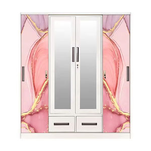 4-deurs 2-Lades Bedrukte Stalen Kledingkast Vrijstaande Afsluitbare Metalen Kast Almirah Kast Voor Thuis Slaapkamer Meubels Voor - Product Image 2