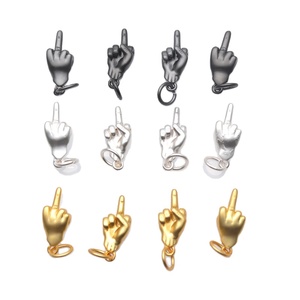 Mặt Dây Chuyền Kim Loại Cử Chỉ Ngón Tay Giữa Mạ Vàng Bạc Mờ Chất Lượng Cao Hạt <span class=keywords><strong>Charm</strong></span> Hình Bàn Tay Để Tự Làm Trang Sức - Product Image 6