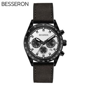 Relojes de Cuarzo para Hombre con Correa de Cuero Genuino OEM ODM, Esfera Sunray Panda de Lujo - Product Image 6