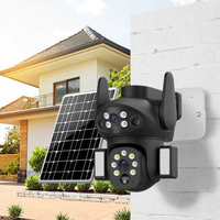 Caméra de sécurité extérieure WiFi solaire PTZ ICsee avec suivi intelligent des mouvements humains, audio bidirectionnel, stockage dans le cloud, double objectif, 1080P HD, 4MP CMOS