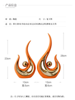 Décoration d'intérieur moderne de luxe en céramique émaillée or orange, faite à la main, forme géométrique créative et unique, pour salon