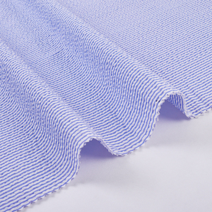 Tùy Chỉnh Màu Xanh Sọc Mềm Mại Thoáng Khí Muối Shrank Nhăn 100% Bông Dệt In Kỹ Thuật Số Vải Cho Áo Sơ Mi Và Túi Xách Chàng Trai & Cô Gái - Product Image 5