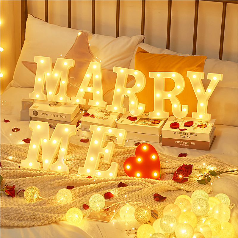 Marry me + heart - letter lamp 17*21cm