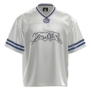 HEALY Silver White Breathable Short Simple Stripped Street Wear Vintage Loose <b>V</b>-<b>neck</b> Football Jersey High Quality Custom <b>T</b>-<b>shirt</b> - Product Image 1