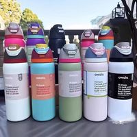 Bouteille d'eau isotherme en acier inoxydable Owala 24/32oz avec paille, sans BPA, pour le sport, colorée et moderne