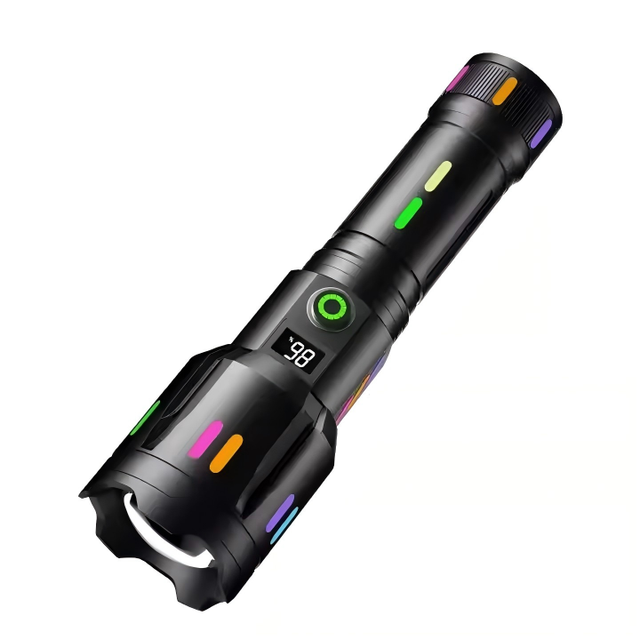 Aluminum Alloy Ultra-bright Long-range Charging LED Telescopic Zoom USB-C Flashlight with Charged Display for Outdoor