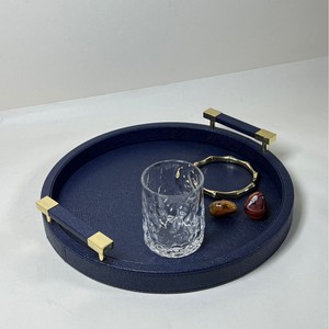 <span class=keywords><strong>Vassoio</strong></span> Creativo in Pelle e <span class=keywords><strong>Legno</strong></span> <span class=keywords><strong>Design</strong></span> Europeo Minimalista con Maniglia in Metallo per Soggiorno Ingresso Cosmetici Gioielli Oggetti Vari - Product Image 3