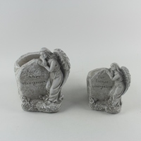 Pot de fleurs en ciment fait main pour jardin, statue extérieure avec fleurs funéraires d'ange pour la prière, usage domestique, écologique, durable, moderne