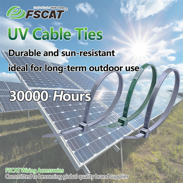 FSCAT Self-Locking PA12 Cable Ties for Photovoltaic Applications 3000 Hours UV Resistance L 7.87inch Plastic UV Cable Ties