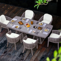 Table et chaises d'extérieur Villa Garden Terrace Cadre en aluminium Corde Ensemble table et chaises d'extérieur