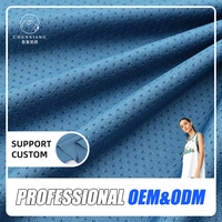 Tissu en maille œil-de-perdrix tricoté chaîne, séchage rapide, respirant, 150 GSM, 95 % polyester, 5 % élasthanne, teint, pour T-shirt d'été