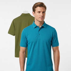 Camisas de Golf Personalizadas para Hombre, de Manga Corta, Color Sólido, Tallas Grandes, Tejidas, 100% Algodón, 220g, con Solapas Estampadas, Casuales y de Negocios - Product Image 2