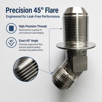 Adaptateur de raccordement Premium 45° JIC NPT en acier inoxydable pour usage automobile et industriel, usiné CNC, modèle GJT-030