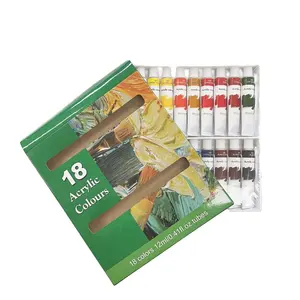 Chinjoo品牌热卖18C 12毫升学生优质彩色颜料丙烯酸漆套装彩色绘画