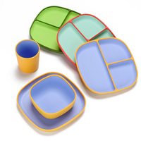 Wolife Design original sans Bpa, assiettes carrées en silicone sans danger, bol, tasse, assiette divisée en silicone à 3 compartiments