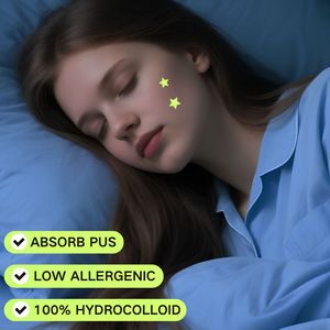 Patchs anti-boutons hydrocolloïdes Star Glowing pour usage nocturne, imperméables - Product Image 1