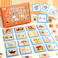 Jeu de société en bois pour enfants : Puzzle de lettres et de mémoire sur le thème des animaux, jeu de cartes parent-enfant, jouet éducatif pour la concentration et le développement cérébral