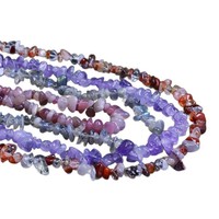 Perles de cristal naturel Ai Yu Améthyste/Quartz Rose/Quartz Fraise (Violet/Rose/Vert) en copeaux, chaîne longue semi-finie pour DIY