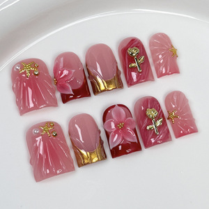 <span class=keywords><strong>Uñas</strong></span> postizas acrílicas 3D de pato, cortas y cuadradas, hechas a mano, 10 unidades, de diseño, <span class=keywords><strong>para</strong></span> aplicación fácil, al por mayor - Product Image 6