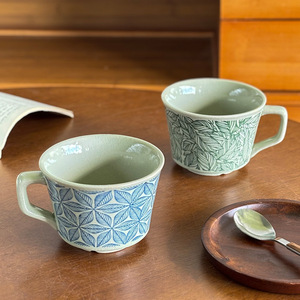 Kreative Keramik-Reisemug mit Eisriss-Glasur im Amerikanischen Stil, Mikrowellengeeignet, Große Kapazität für Kaffee & Haferflocken - Product Image 4