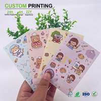 Feuille d'autocollants personnalisés animaux mignons de dessin animé, étanches, adhésifs, format et emballage variés pour journal et scrapbooking, en vrac et en gros