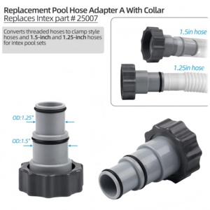 Adaptador de Manguera para <span class=keywords><strong>Piscina</strong></span> con Collarín para <span class=keywords><strong>Intex</strong></span>, Convierte Mangueras de 1.5 a 1.25 Pulgadas para Bombas con Conexión Roscada - Product Image 4