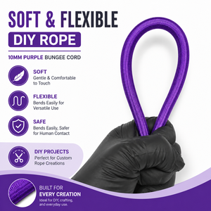 Cordon élastique violet de 10 mm, cordon antichoc, résistance à la rupture de 180 kg, pour la fermeur des barrières de tyrolienne, utilisation en extérieur - Product Image 3