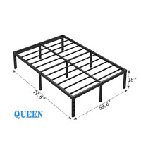Cadre de lit Queen Size en métal réglable avec rangement, robuste, portable, sans sommier, 18 pouces, vente en gros