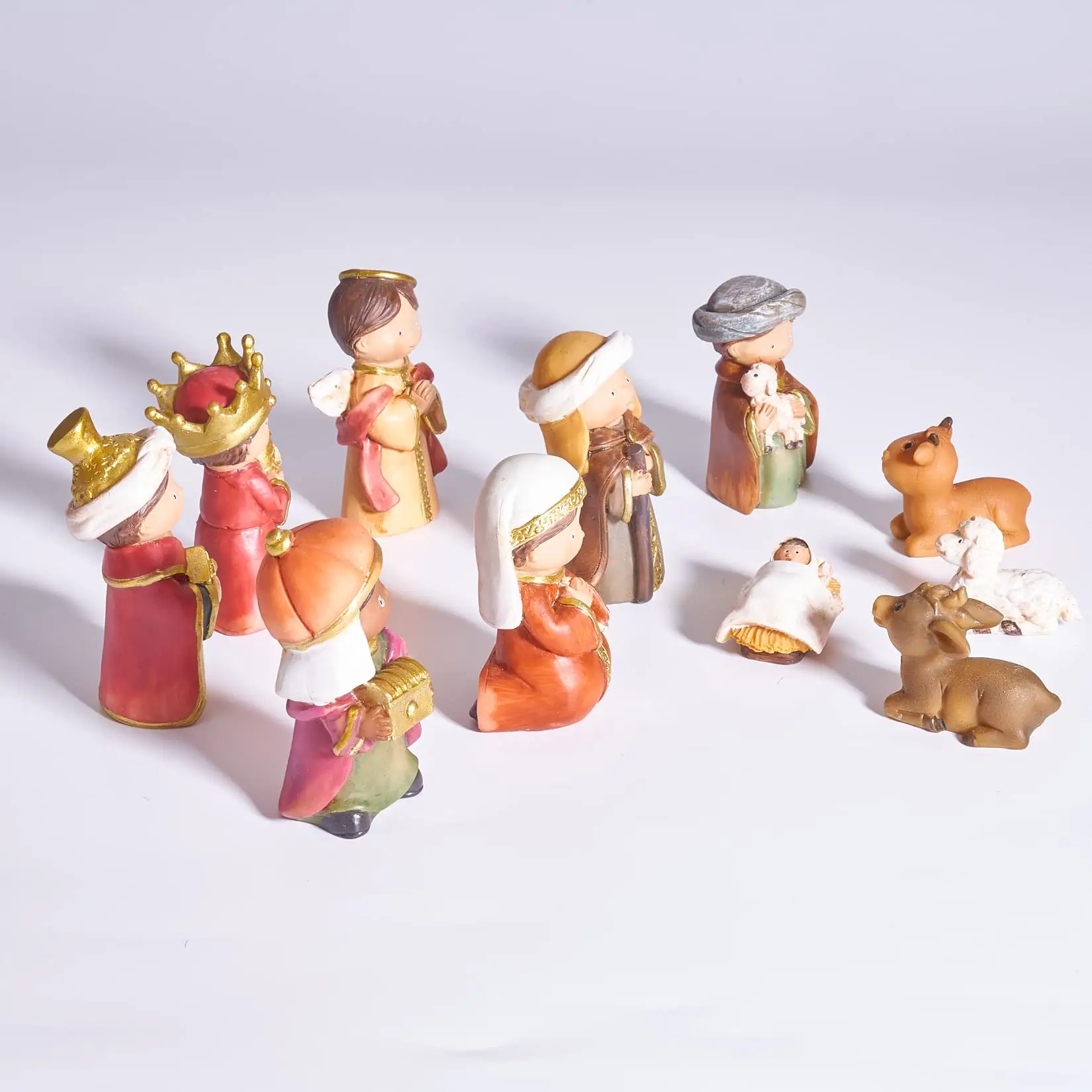 Custom Nativity Scene Resin Sculpture Religious Craft Kawaii Tabletop Figurine Ornament Christmas Home Decoration