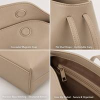 Sac à bandoulière en cuir PU avec logo personnalisé, sac à main minimaliste pour femme, avec fermeture éclair, pour le travail quotidien, les voyages, le rangement, l'utilisation comme sac à main