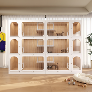 Premium Indoor-Katzengehege-Möbel mit Glas-Katzenhaus und Holz-Katzenkäfig für Zoohandlungen, Katzenhotels und den Heimgebrauch - Product Image 3
