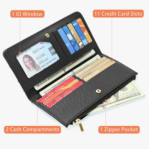 <span class=keywords><strong>กระเป๋า</strong></span>สตางค์ผู้หญิงแบบพับได้หลายช่องใส่บัตรเครดิต <span class=keywords><strong>กระเป๋า</strong></span>คลัทช์ใบยาวพร้อมช่องใส่บัตรประชาชนและช่องใส่เหรียญแบบมีซิป - Product Image 5