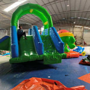 Videur gonflable de tour de parc d'attractions pour des enfants commerciaux avec le château plein d'entrain combiné d'eau de glissière videur gonflable - Product Image 4