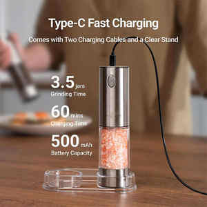 2025 Nuevo producto Portátil USB Recargable Fábrica Nuevo diseño Tipo de gravedad Molino automático de sal y <span class=keywords><strong>pimienta</strong></span> con iluminación - Product Image 3