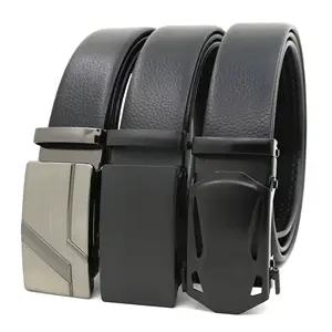 New Mens Automatic Buckle Belts Microfiber Durable PU Belts For Men Ratchet Belt Iron Buckle YiWu LQbelt Factory
