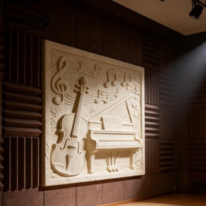 <span class=keywords><strong>Carrelage</strong></span> en composite de <span class=keywords><strong>pierre</strong></span> polymère en <span class=keywords><strong>relief</strong></span> 3D pour mur de hall d'ascenseur résidentiel haut de gamme, taille personnalisée, sculpture 3D - Product Image 1