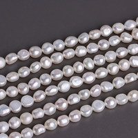 Perles de culture d'eau douce naturelles baroques 7-8mm, forées sur deux côtés, haute brillance, blanches, irrégulières, pour la fabrication de bijoux DIY
