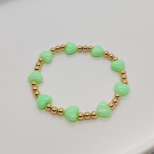 Bracelet tissé Simple et élégant perles d'or couleur coeur tissé Bracelet pour femme Uionen 2276 - Product Image 5