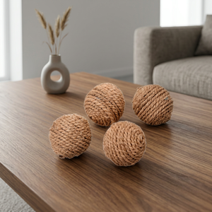 Décoration de bureau suspendue artisanale vintage en fleurs séchées cosmiques, nouée à la main avec corde naturelle en coco, motif Art Déco croisé DB - Product Image 1
