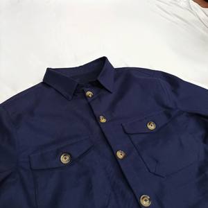 <span class=keywords><strong>Giacca</strong></span> Antivento <span class=keywords><strong>Blu</strong></span> Navy Personalizzata, <span class=keywords><strong>Camicia</strong></span> da Lavoro in Lino <span class=keywords><strong>e</strong></span> Cotone per Uomo, <span class=keywords><strong>Giacca</strong></span> da Carpentiere Casual Tinta Unita - Product Image 4