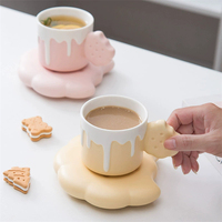 Tasse à café en céramique avec anse et soucoupe, vente en gros, 240 ml, tasse à café créative et mignonne en forme de biscuit