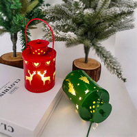Mini lanterne de Noël cylindrique en fer, bougies LED vacillantes sans flamme à piles, lumière de bougie nordique IP20 pour la décoration de table à la maison