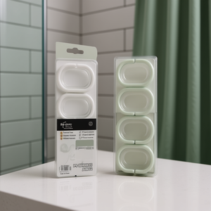 Homeera Shower Curtain Hooks 4x2x15.5cm Morandi Green PS Oval Minimalist Design Easy Cleaning Bath Hardware Set - Product Image 2