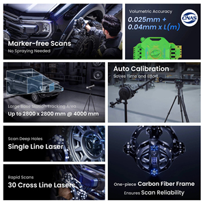 Scanner 3D Revopoint Trackit à suivi optique pour des scans sans marqueurs, haute précision, scanner laser bleu double - Product Image 4
